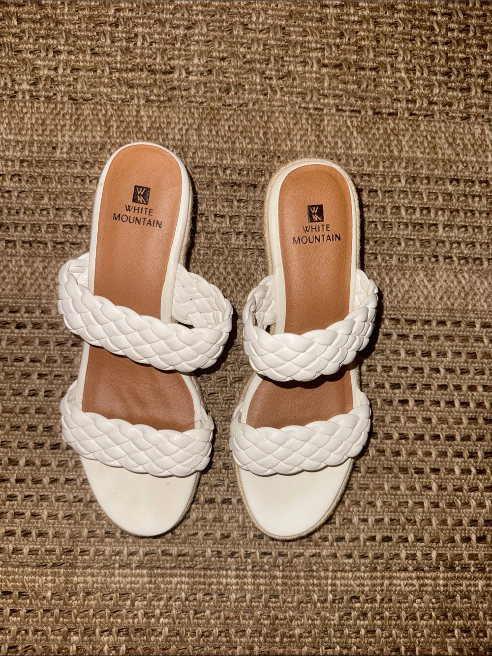 White Mountain Braided Double-Strap Slide Sandals in White